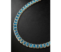 14-Karat Gold Blue Topaz Tennis Necklace