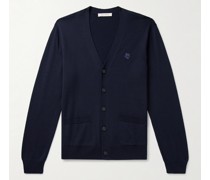 Schmal geschnittener Cardigan aus Wolle mit Logoapplikation