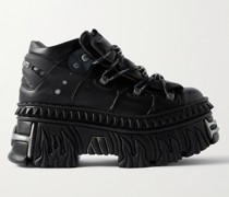 + New Rock Sneakers aus Leder mit Plateausohle und Verzierungen