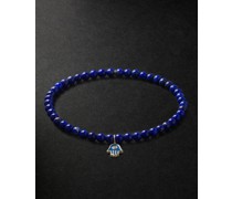 Small Hamsa Gold, Lapis Lazuli, Diamond and Enamel Beaded Bracelet