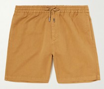 Twill-Shorts mit Kordelzugbund aus einer Baumwoll-Leinenmischung