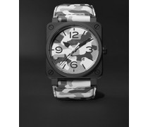 BR 03-92 Limited Edition Automatic 42 mm Uhr aus Keramik mit Lederarmband, Ref.-Nr. BR0392-CG-CE/SCA