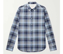 Antime Button-Down Collar Checked Cotton-Chambray Shirt
