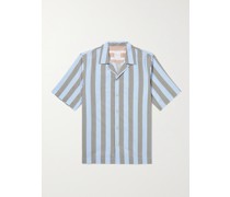 Convertible-Collar Striped Cotton and Lyocell-Blend Shirt