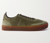 Kombined Suede-Trimmed Leather Sneakers