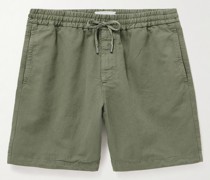 Gerade geschnittene Shorts aus einer Baumwoll-Leinenmischung mit Kordelzugbund