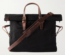 Weekender aus Baumwoll-Canvas mit Lederbesätzen