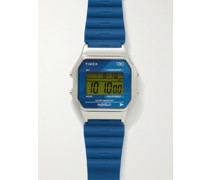 T80 34mm Stainless Steel and Rubber Digital Watch