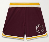 Weit geschnittene Shorts aus Stretch-Strick und Mesh mit Logoprint