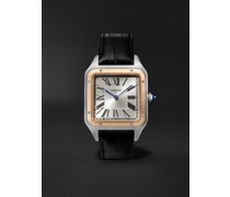 Santos-Dumont 33,9 mm extragroße Uhr mit Handaufzug aus 18 Karat Roségold und Stahl mit Alligatorlederarmband, Ref.- Nr. W2SA0017