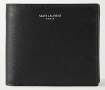 Logo-Print Pebble-Grain Leather Billfold Wallet