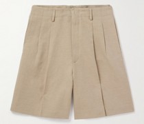 Joetsu weit geschnittene Shorts aus Twill aus einer Baumwoll-Leinenmischung mit Falten