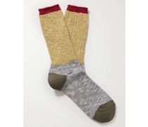Colour-Block Cotton-Blend Socks