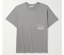 Stardust T-Shirt aus Baumwoll-Jersey in Stückfärbung mit Stickerei und Logoprint