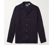 Camp-Collar Garment-Dyed Cotton-Jacquard Shirt