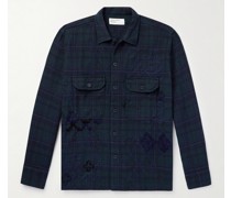 Hemdjacke aus karierter Baumwolle mit Stickerei