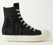 High-Top-Sneakers aus Denim in Distressed-Optik