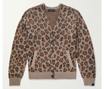 Cardigan aus Jacquard-Strick mit Leopardenmuster