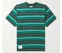 T-Shirt aus gestreiftem Baumwoll-Jersey mit Logostickerei und Applikation