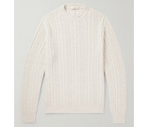 Zopfstrickpullover aus einer Kaschmir-Seidenmischung mit Stehkragen