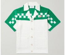 Kariertes Hemd aus Baumwolle mit Reverskragen und Logoapplikation
