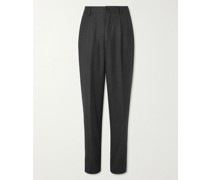 Wide-Leg Pleated Wool and Silk-Blend Flannel Trousers