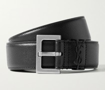 3cm Pebble-Grain Leather Belt