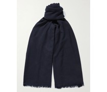 Schal aus Woll-Twill mit Fransen