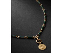Karma 18-Karat Gold, Malachite and Diamond Necklace