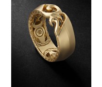 Keris Dagger Ring aus Gold mit Gravur