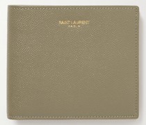Portemonnaie aus genarbtem Leder mit Logoprint