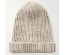 Allen Beanie aus einer Schurwoll-Kaschmirmischung in Rippstrick