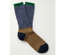 Colour-Block Cotton-Blend Socks