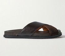 David Sandalen aus Veloursleder und quergemasertem Leder
