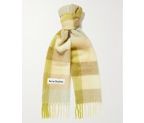 Vally Fringed Checked Knitted Scarf