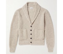 Orkney Cardigan aus einer Wollmischung in Rippstrick mit Schalkragen