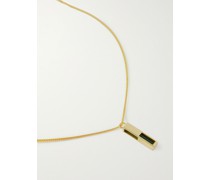 Cube Gold-Plated Malachite Necklace