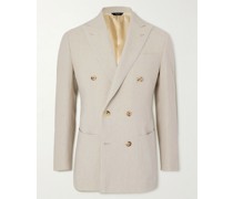 Double-Breasted Linen Suit Jacket