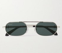 Baltimore Sonnenbrille mit ovalem Rahmen aus Azetat und silberfarbenen Details