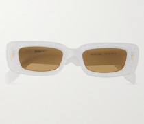 Lala Sonnenbrille mit rechteckigem Rahmen aus Azetat in Glitter-Optik