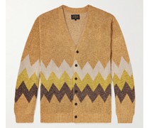 Cardigan aus Jacquard-Strick aus einer Leinen-Baumwollmischung