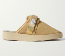 ZAVO-VS Slippers aus Veloursleder mit Webbandbesatz