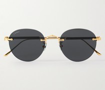 Goldfarbene Sonnenbrille mit rundem Rahmen