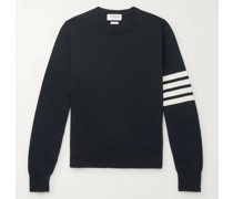 Gestreifter Pullover aus Baumwolle mit Ripsbandbesatz