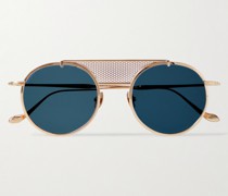 Aviator-Style Gold-Tone Titanium Sunglasses