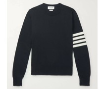 Striped Grosgrain-Trimmed Cotton Sweater