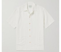 Jacquard-Hemd aus einer Leinen-Baumwollmischung mit Reverskragen