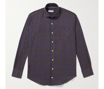 Carr kariertes Hemd aus Baumwoll-Twill mit Cutaway-Kragen