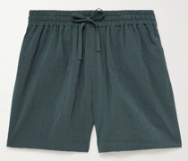 Novis weit geschnittene Shorts aus Taft mit Kordelzugbund in Knitteroptik