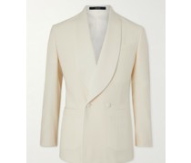 Slim-Fit Shawl-Collar Double-Breasted Wool Tuxedo Jacket